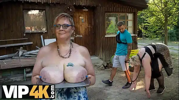Mature4K Kinky Mature Giantess Diana Loves Pet Play In Stockings With 2 Strangers In Public