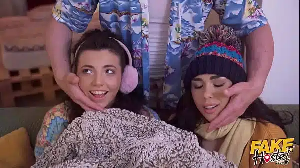 Fakehostel Girls In Heat Two Teen Brunettes In Threesome Scene With Pussy Eating Orgasm After Cumshot On Face