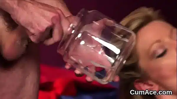 Foxy Sex Kitten Gets Sperm Load On Her Face Gulping All The Charge