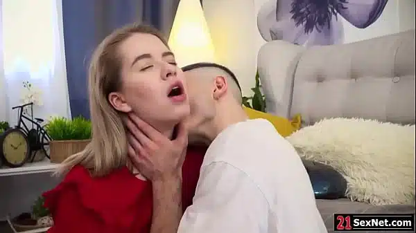 Guy Takes His Teen Girlfriend Home To Have Sex He Sucks Her Small Tits Then Licks And Fingers Her The Blonde Babe Blowjobs Him Then Gets Ass Fucked