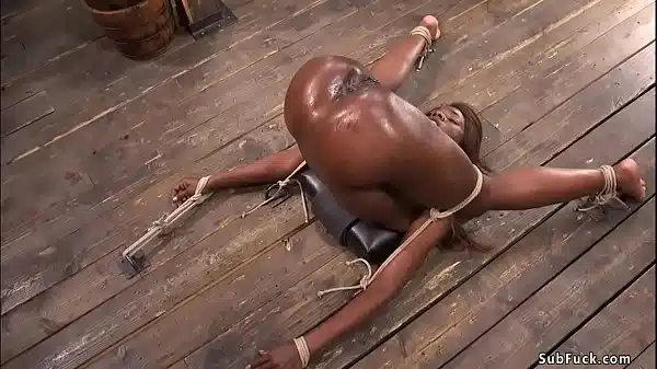 Master Tommy Fucks Deep Throat To Bound Slim Ebony Slave Ana Foxxx Then Rough Anal Fucks Her In Suspension And In Stock Till Cums On Her Sweat Body