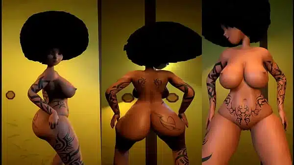 Thick Booty Shaking Hottie Twerking New Black Booty 3D