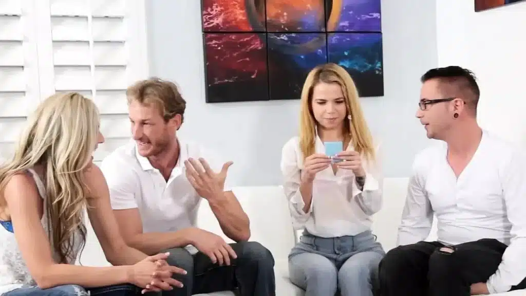 Family Strokes Game Night Ends Up With Some Passionate Taboo Orgy For Sexy Stepmom And Hot Stepsis 3
