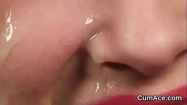 Foxy Looker Gets Jizz Shot On Her Face Swallowing All The Load