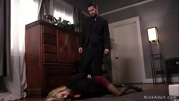 Busty Blonde Parazzi Reporter Rough Fucked In Rope Bondage