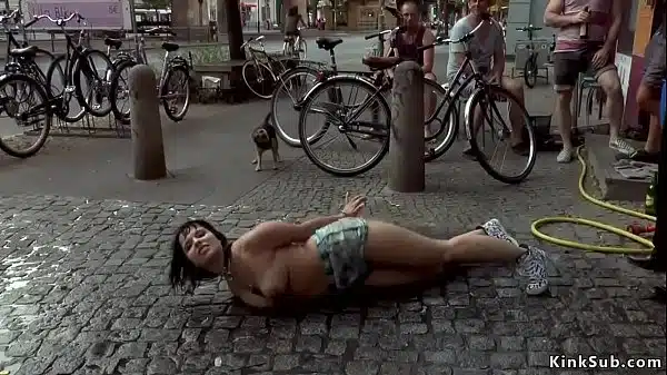Slave Pina De Luxe D On All Four In Front Of Bike Shop By Mistress Mona Wales And Master Steve Holmes Then In Bar Group Fucked
